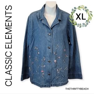 Classic Elements Floral Jean Button Down